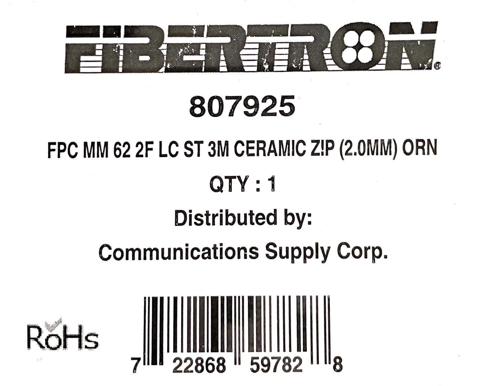 3 Meter LC to ST Fiber Optic Patch Cable Multimode Duplex 62.5/125 Orange NEW