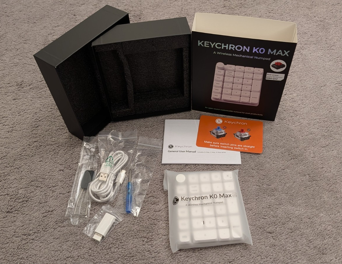 Keychron K0 Max Wireless Mechanical Numpad - White w/ Red Switch (K0M-Q1Z)