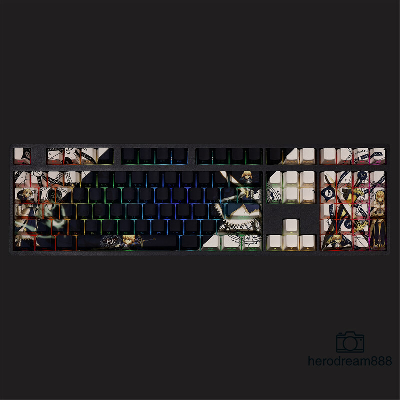 Fate Stay Night Saber Theme Keycaps PBT Game 108 Keys New for Cherry MX Keyboard
