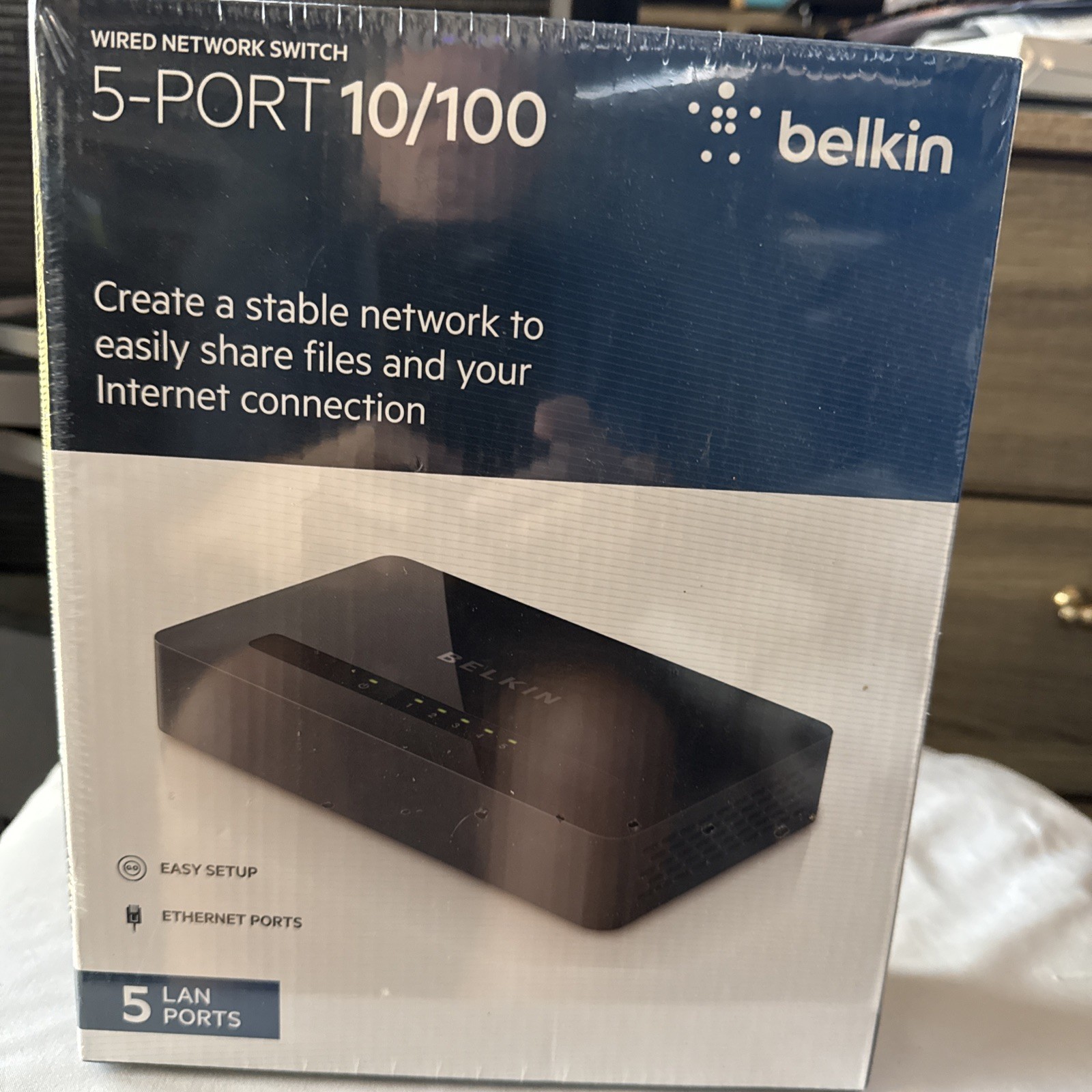 Belkin Switch 5-LAN Ports 10/100 For Wired Network -Brand New Sealed Ver.5001.