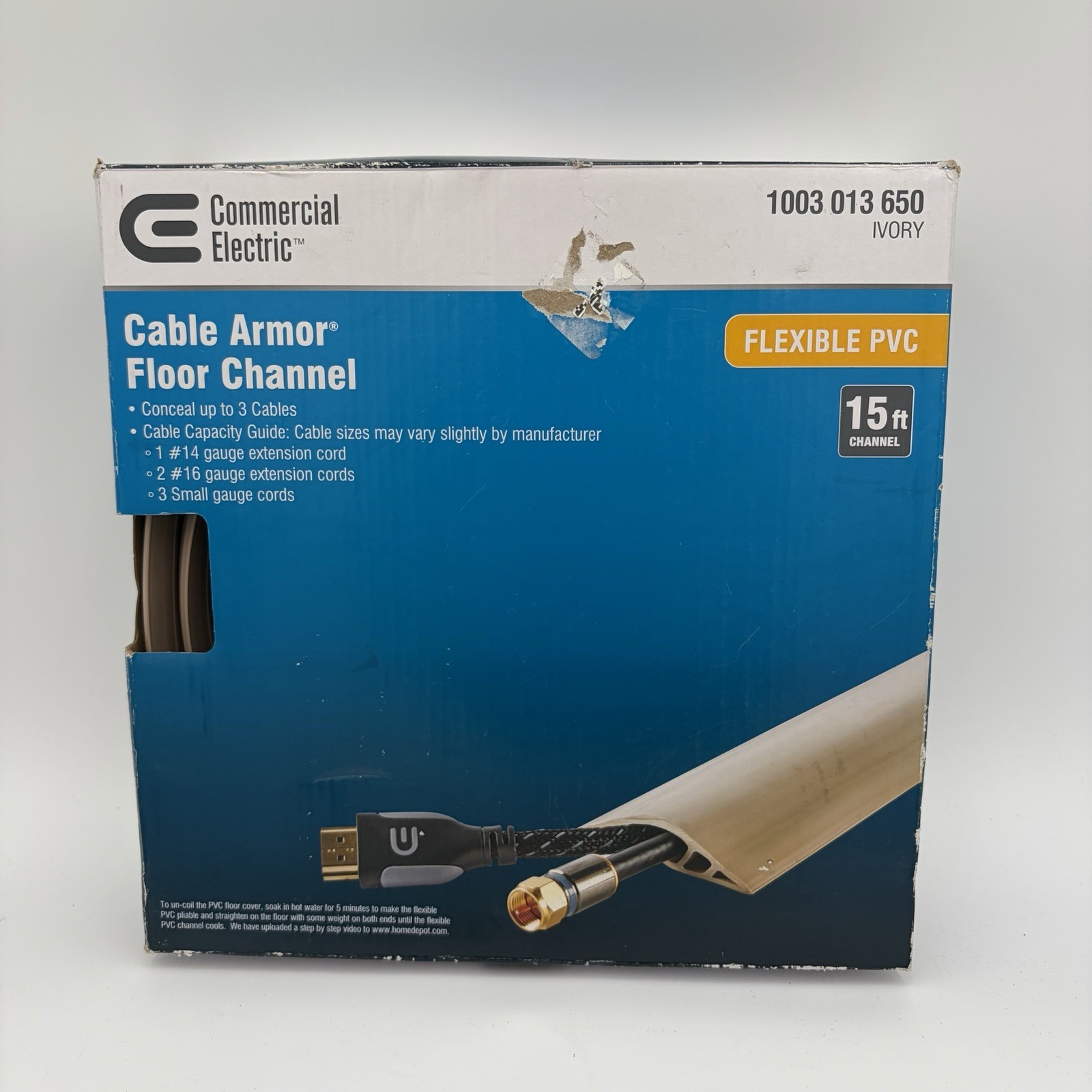 ​Commercial Electric A91-15V 15 ft. PVC Floor Cord Protector in Ivory