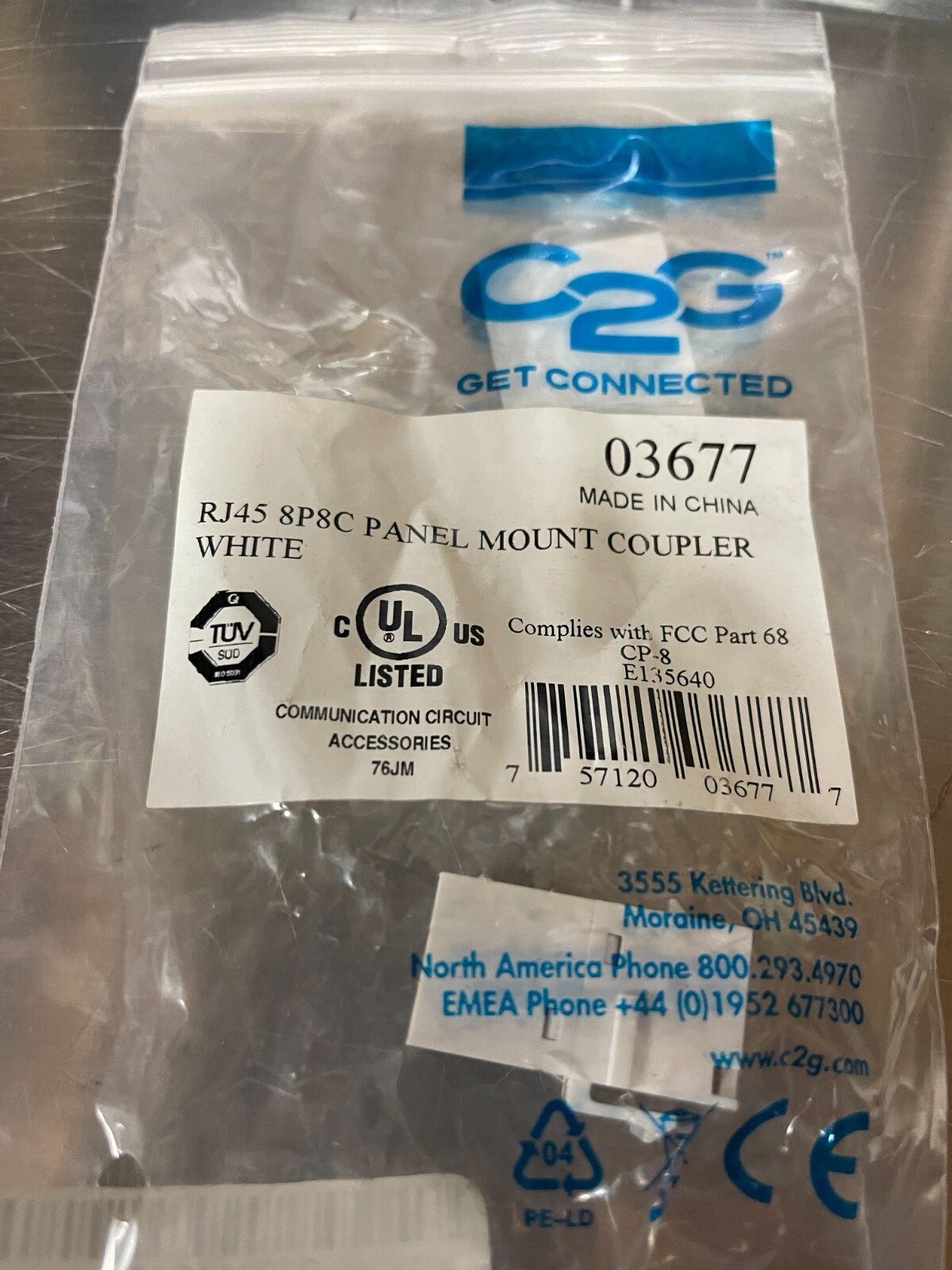 C2G CONNECT - Panel Mount Coupler, 8P8C, RJ45