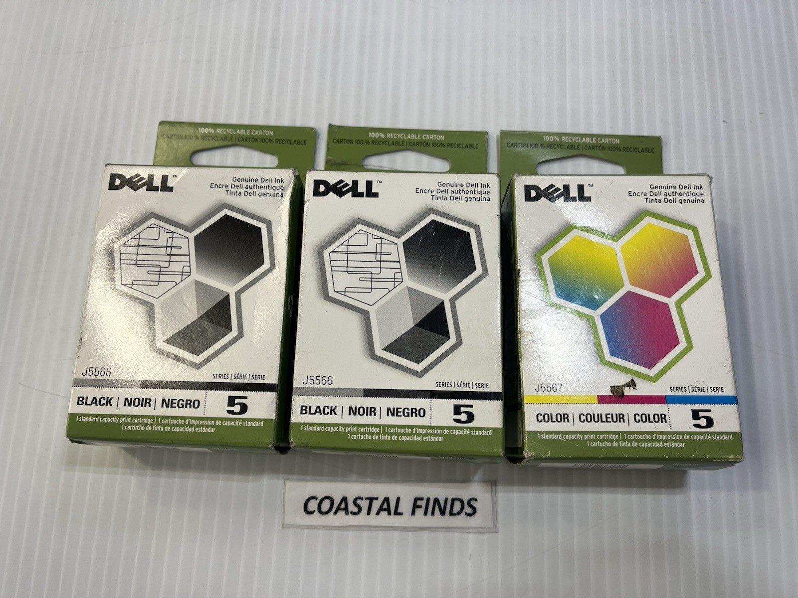 Dell Series 5 Black Tri-Color Set (3) J5566 J5567 NEW OEM Genuine Sealed 922 924