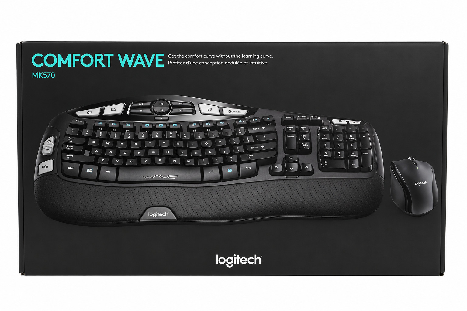 Logitech MK570 Comfort Wave K350 Wireless Ergonomic Keyboard M705 Receiver