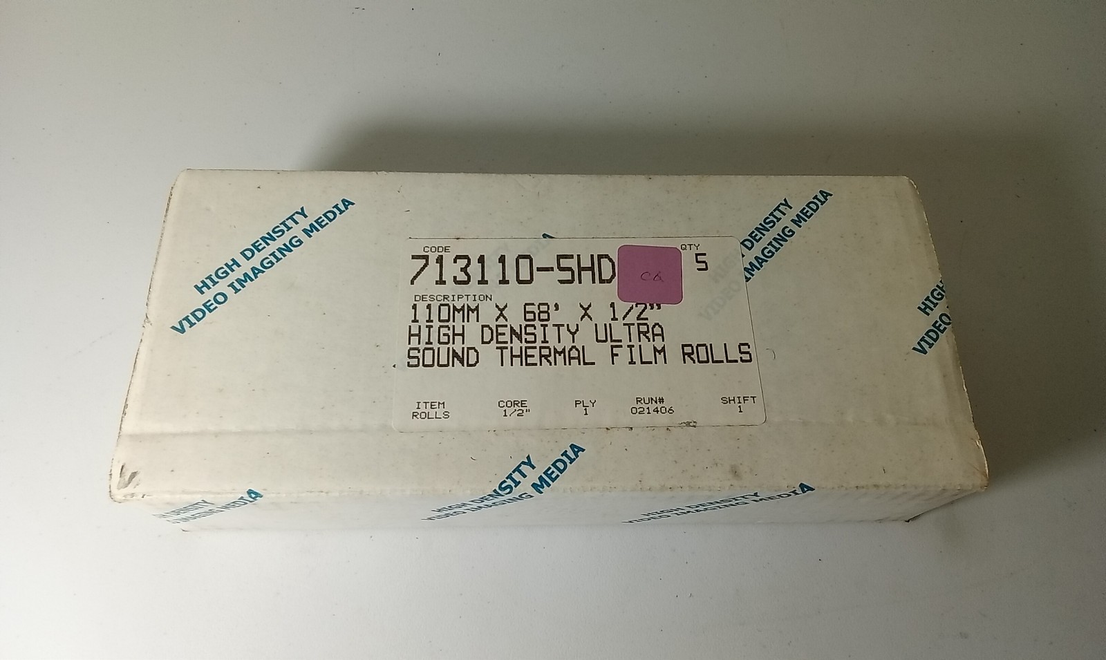 HIGH DENSITY VIDEO IMAGING 713110-5HD THERMAL FILM 110MM X 68' X 1/2" - 5 ROLLS