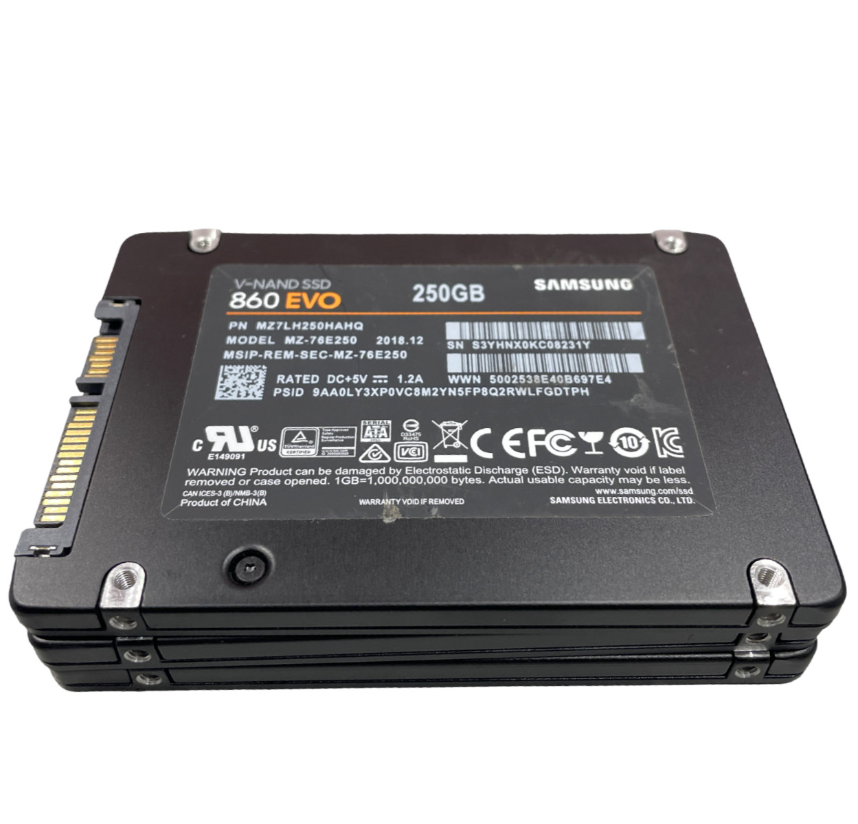 (Lot of 3) Samsung MZ-76E250 V-NAND SSD 860EVO 2.5" 250GB SSD #21