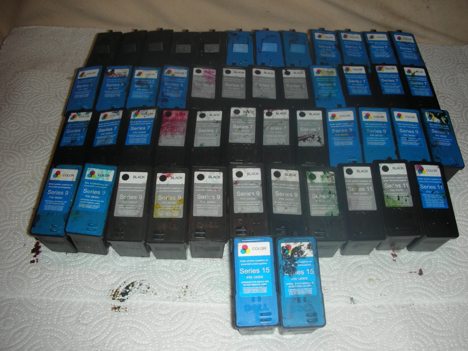 Lot of 49 DELL SERIES EMPTY INK CARTRIDGES -ASSORTED - LOT #23X-6