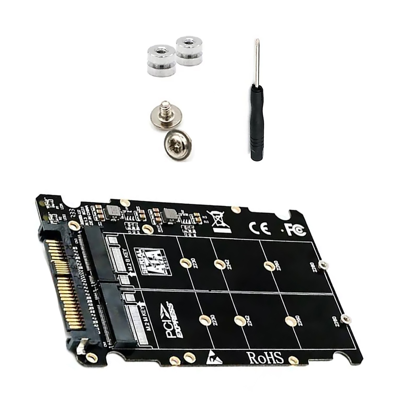 M.2 NVME SSD Key M + NGFF SATA SSD Key B to U.2 SFF-8639 Adapter Supports 2280
