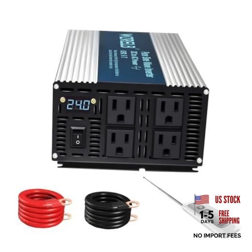 2000W Pure Sine Wave Inverter 24V DC to 110V 120V AC Power Converter 2000W 24V