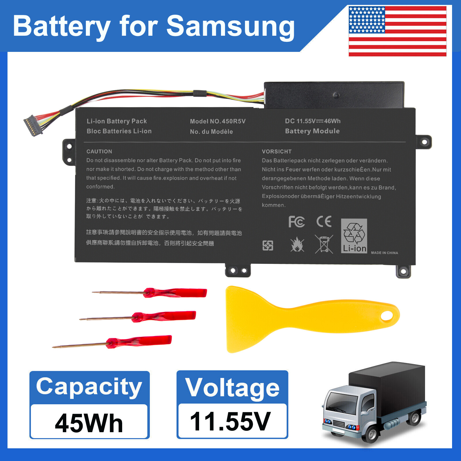 450R5V Battery for Samsung NP370R4E NP370R5E NP510R5E NP470R5E AA-PBVN3AB 11.55V