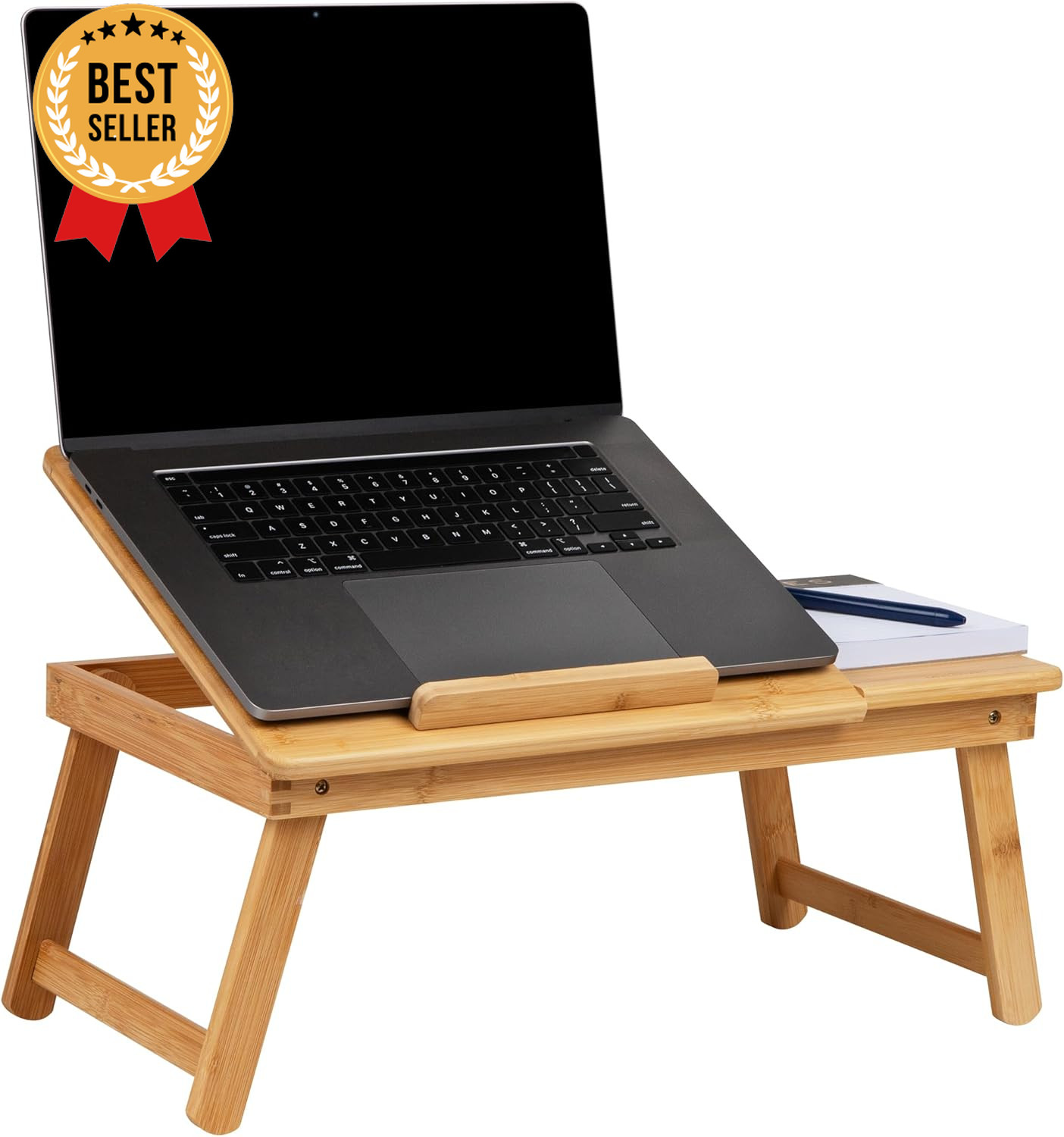 Bamboo Lap Desk Laptop Stand Bed Tray Folding Legs Dorm Table 19.75"x12" Brown