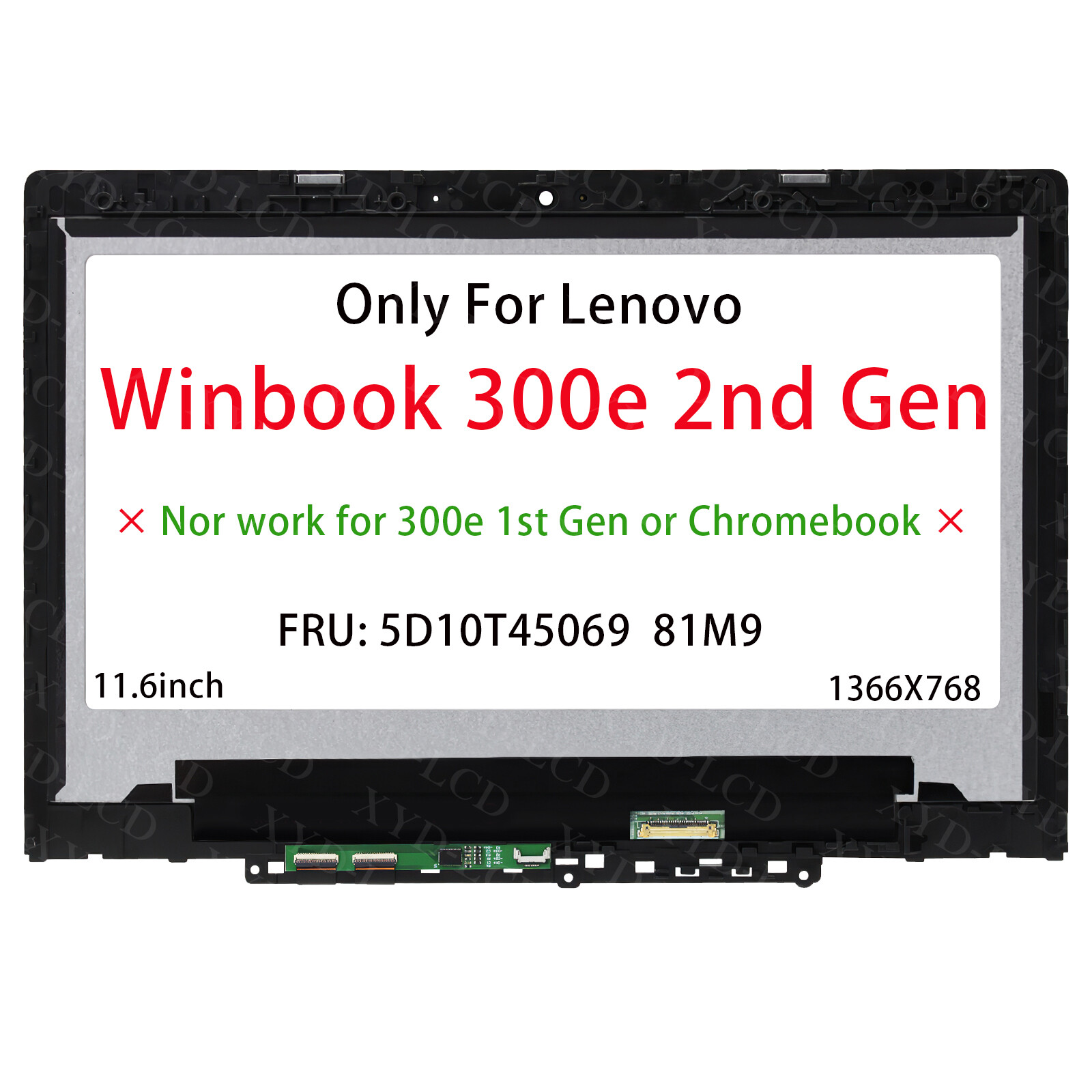 For Lenovo Winbook 300e 2nd Gen LCD Touch Screen with Bezel 11.6in HD 5D10T45069