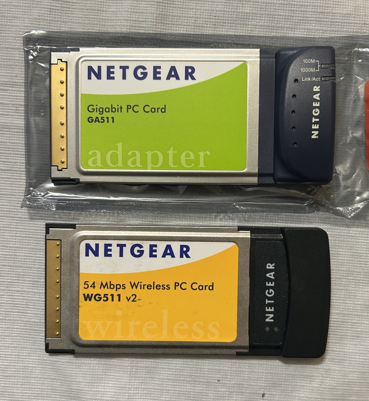 Lot of (2) NETGEAR PC Network Cards GA511 Gigabit & WG511 v2 Laptop Notebook