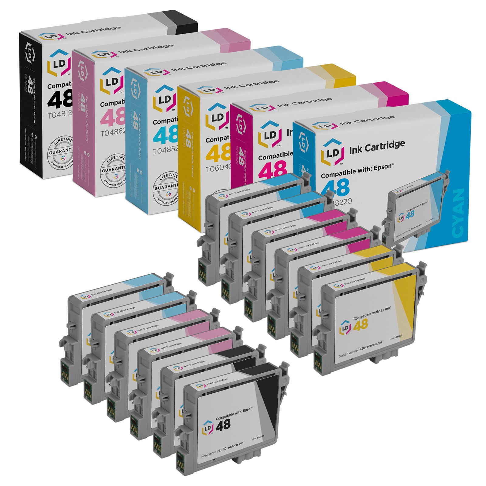 LD Replacement T048 Toner Set of 12 Ink for Epson T048 R300 R220 RX600 R300M