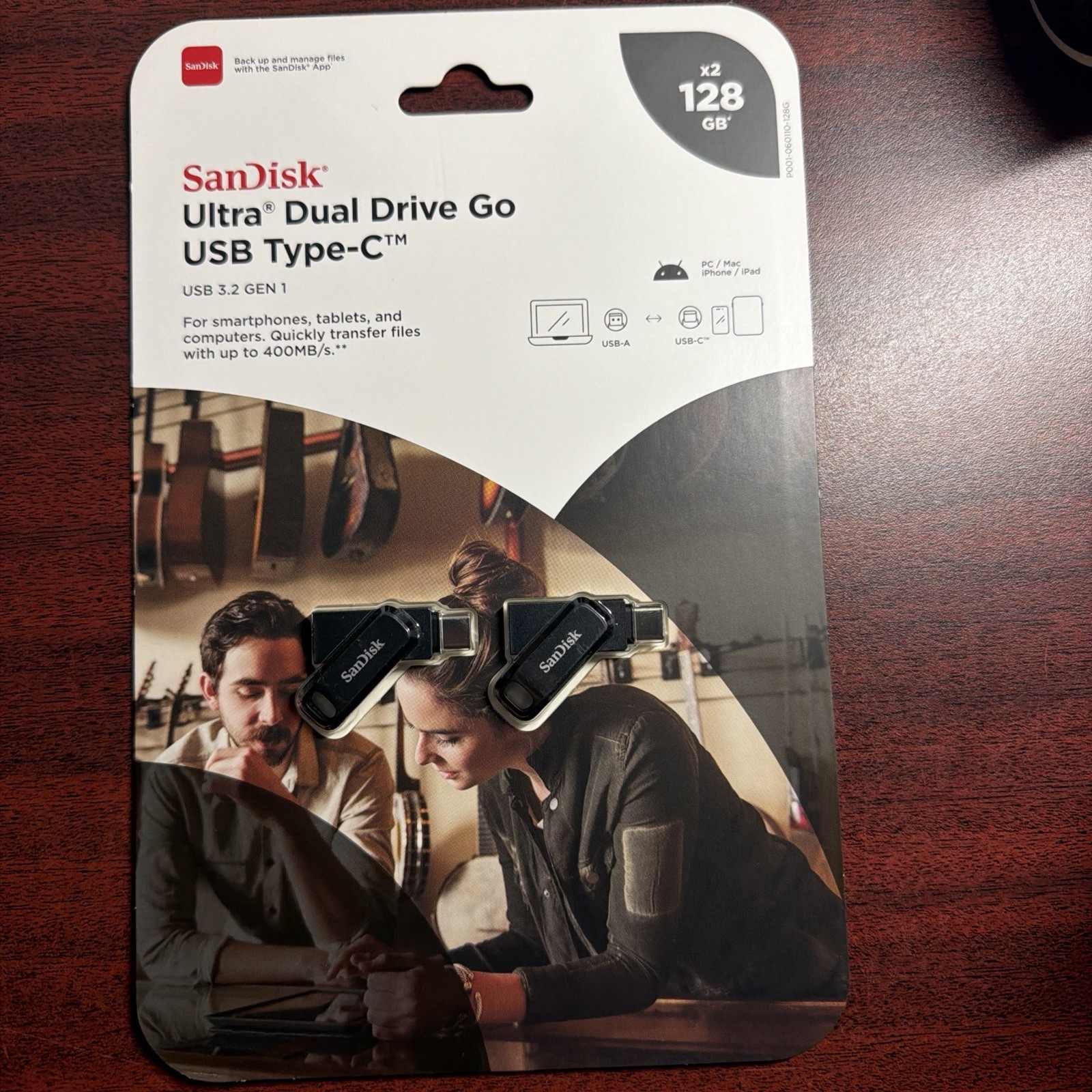 New Sandisk Ultra Dual Drive Go Type-C 128GB 2 Pack USB Drive