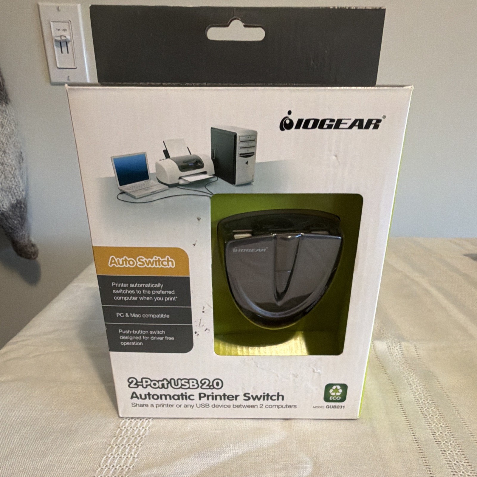IOGEAR GUB231 2-Port USB 2.0 Automatic Printer Switch w/ Auto Switching
