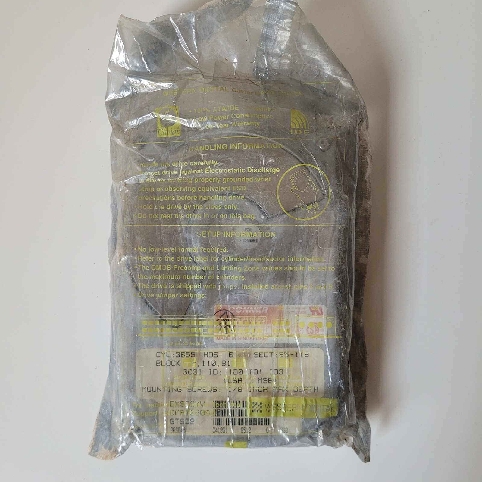 Conner CFP1080S 1.08GB 50-Pin SCSI Hard Drive 3.5" Vintage Retro PC Open Bag
