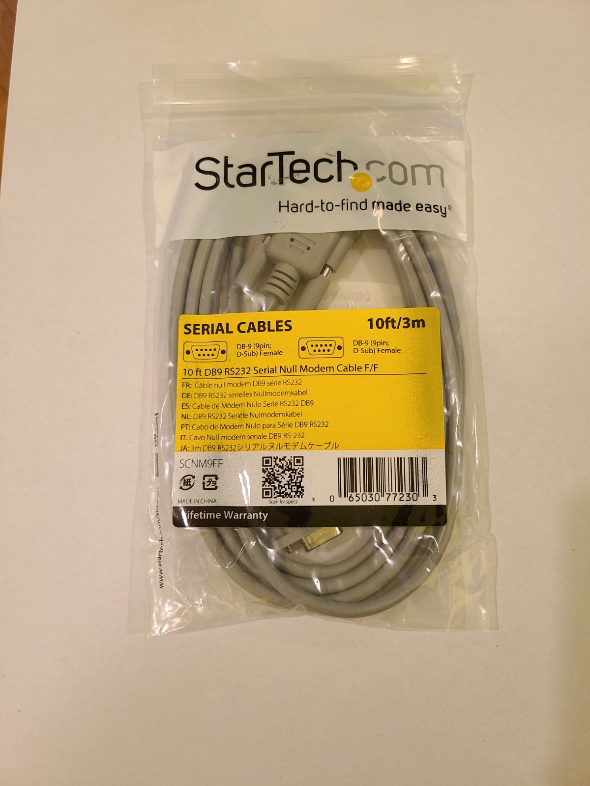 StarTech SCNM9FF (DB9 RS232 Serial Null Modem Cable Female to Female) - 10ft