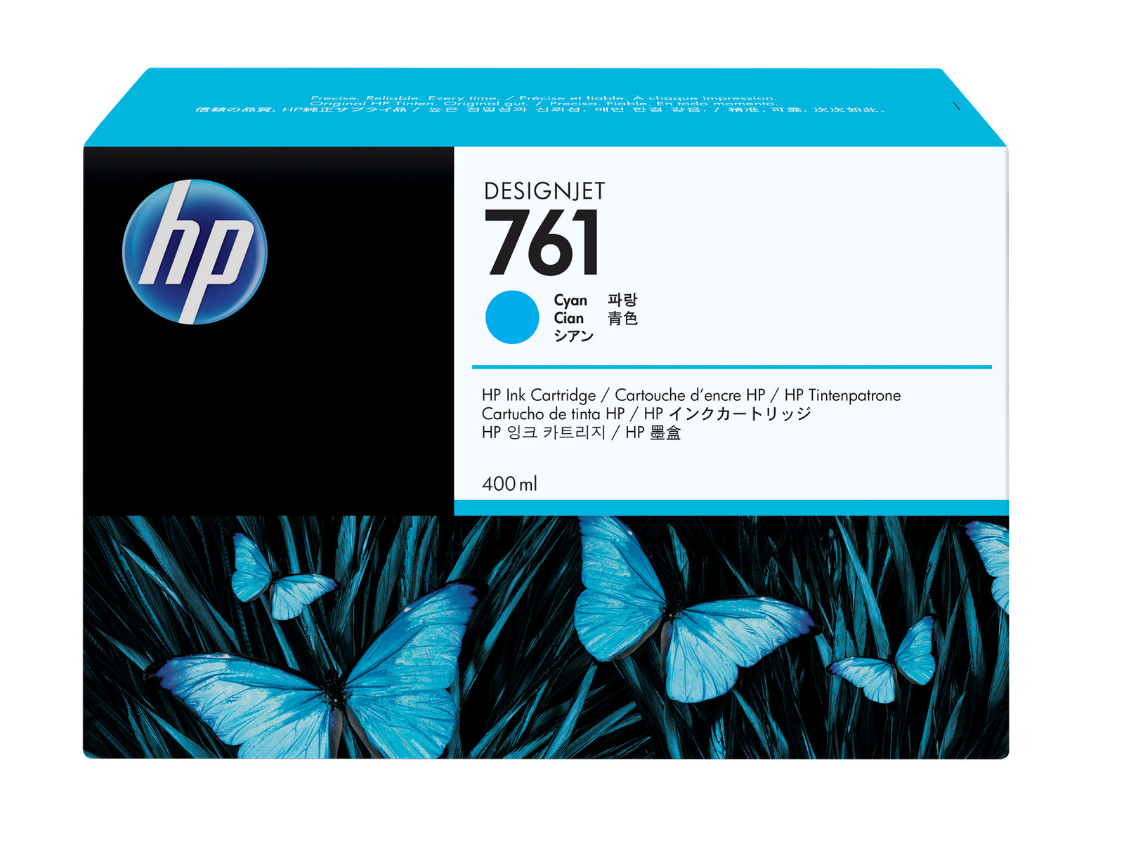 HP 761 400-ml Cyan DesignJet Ink Cartridge, CM994A