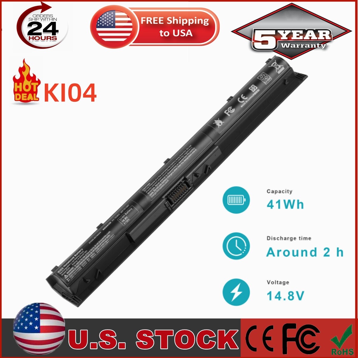 K104 KI04 Laptop Battery For HP Pavilion 14/15/17-AB000 HSTNN-LB6S 800049-001