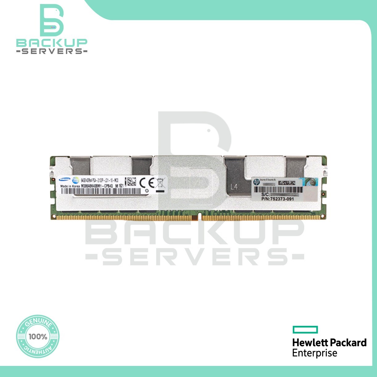 726724-B21 HP 64GB 2133MHz PC4-17000 CL15 288-Pin 4Rx4 ECC Memory 752373-091