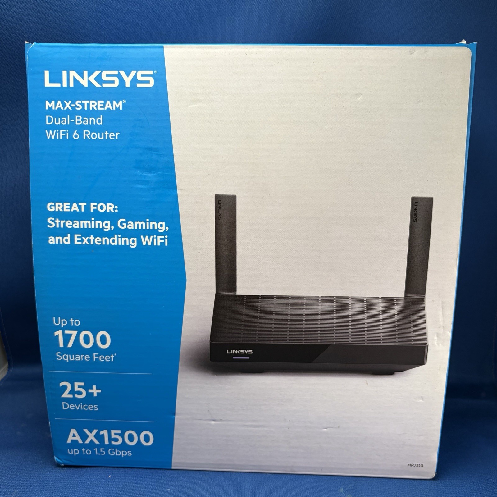 Linksys AX1500 MAX-Stream Mesh WiFi 6 Router (MR7310) Up to 1700 sf- 25+Devices
