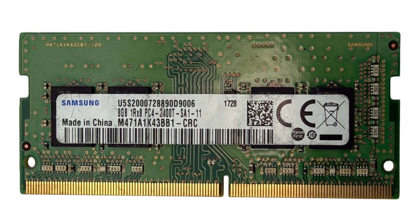 Samsung 8GB (1x8GB) PC4-19200 DDR4-2400T SODIMM Laptop Memory M471A1K43BB1-CRC