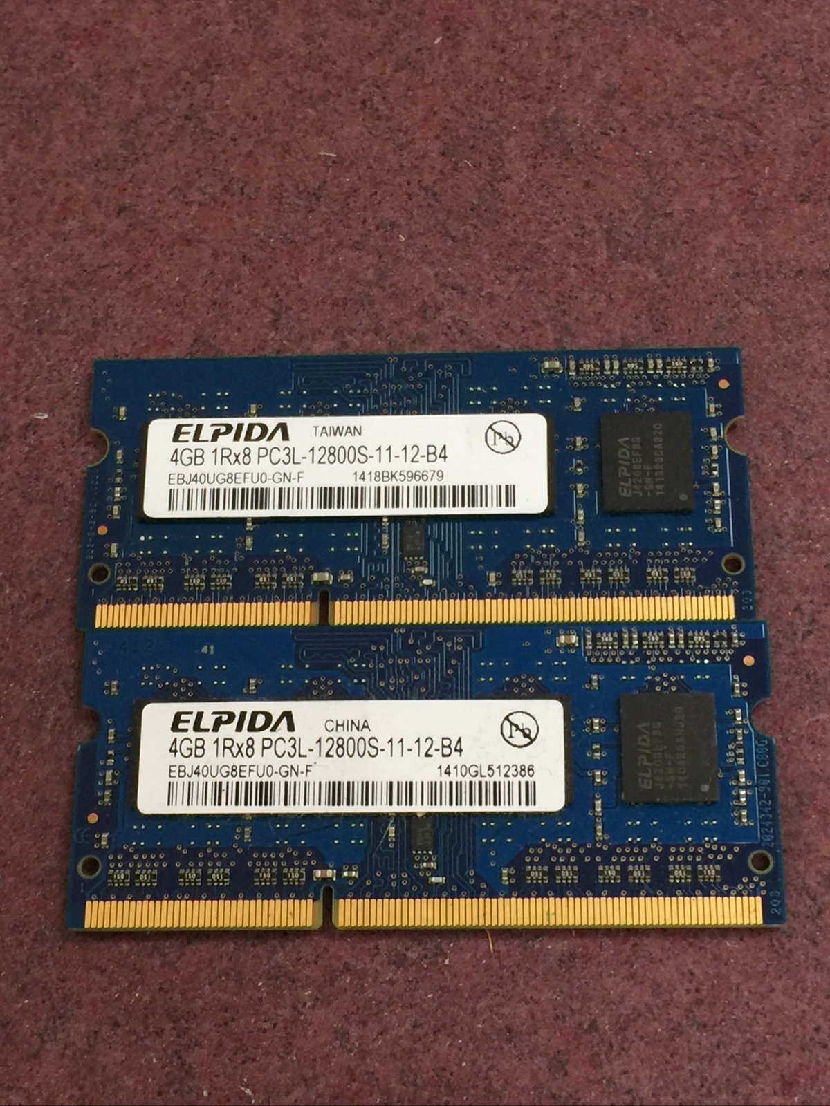 ELPIDA 8GB (2x4GB) 1Rx8 PC3L-12800S DDR3 SODIMM Laptop Memory RAM