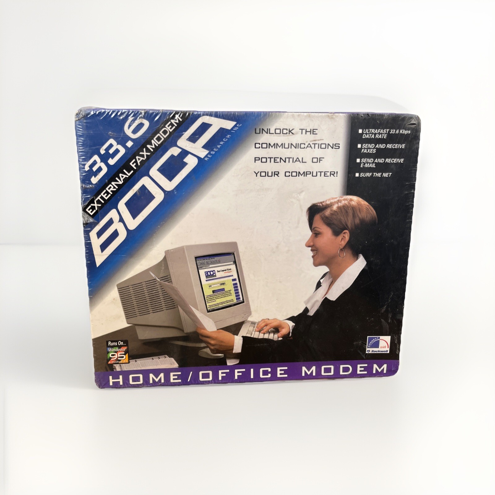 Vintage 90s Boca Research Inc. BocaModem 33.6 External Modem Data Fax BRAND NEW