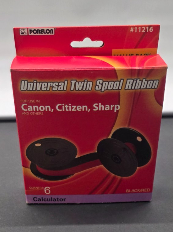 Universal Twin Spool Ribbon # 11216 Porelon Black / Red