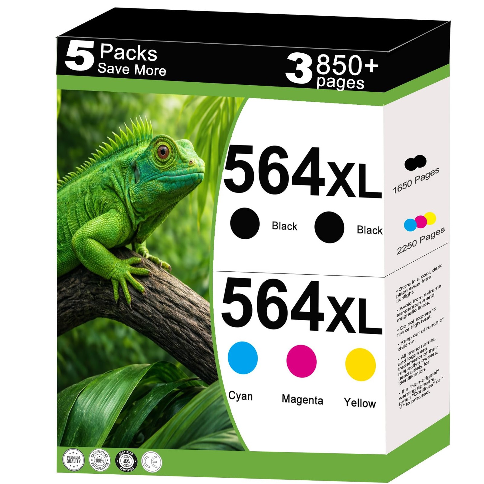 564XL 564 XL Ink Cartridges Combo Pack 564-2K3C, Black Cyan Magenta Yellow 