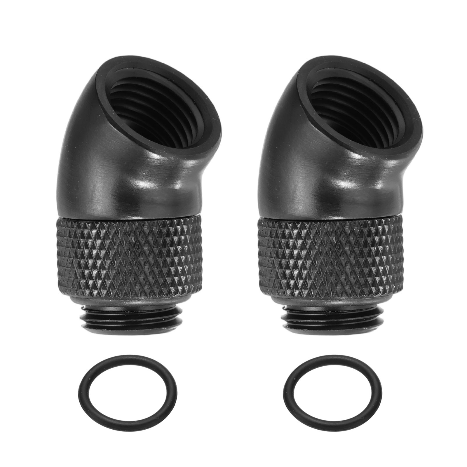 2Pcs G1/4" Male to Female Extender Fitting 45° Elbow Adapter Connector, Black