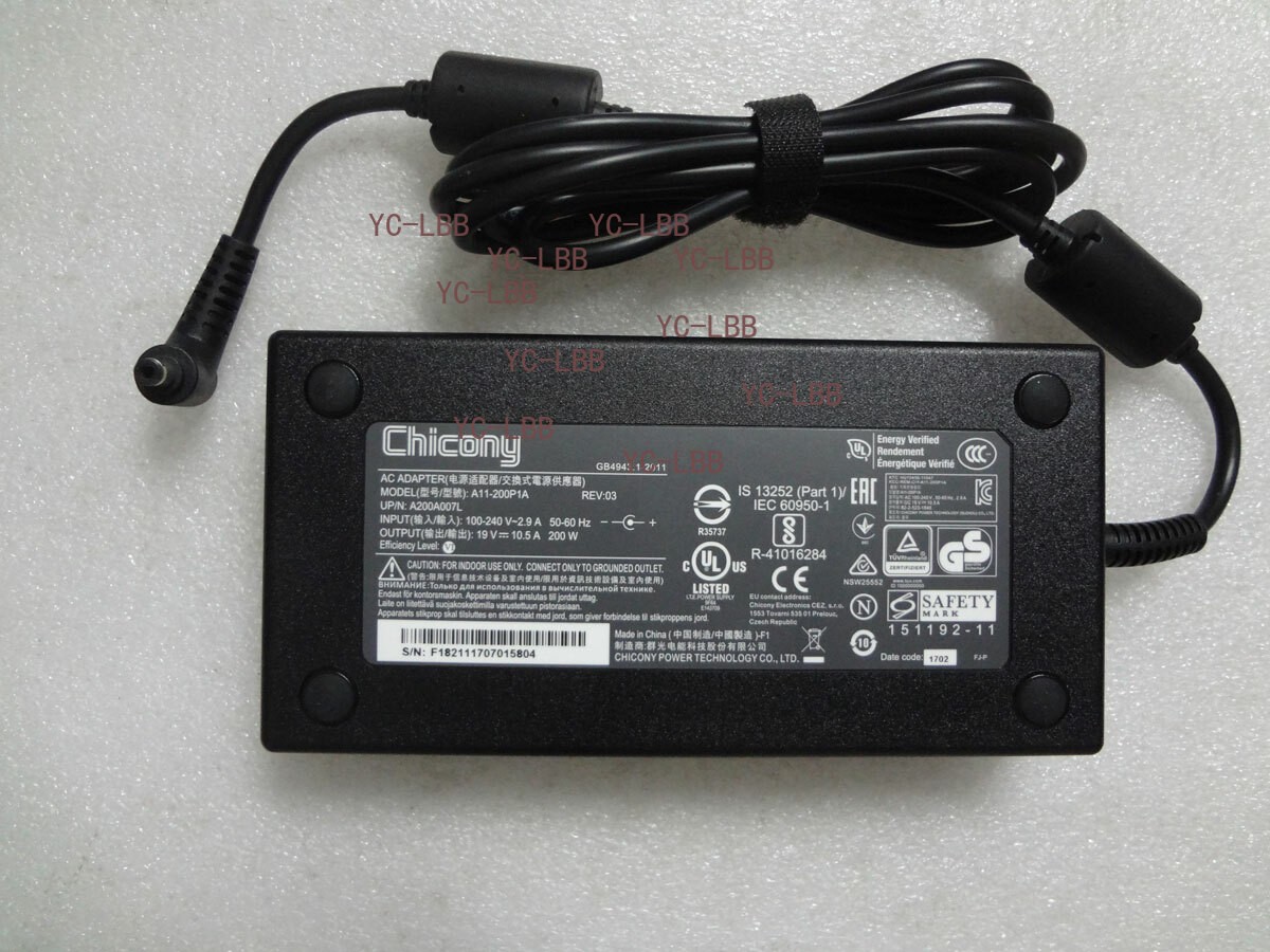 Genuine Chicony 19V10.5A 200W for Sager/Clevo P651SG/P150HM/P150EM/P150SM/NP8150