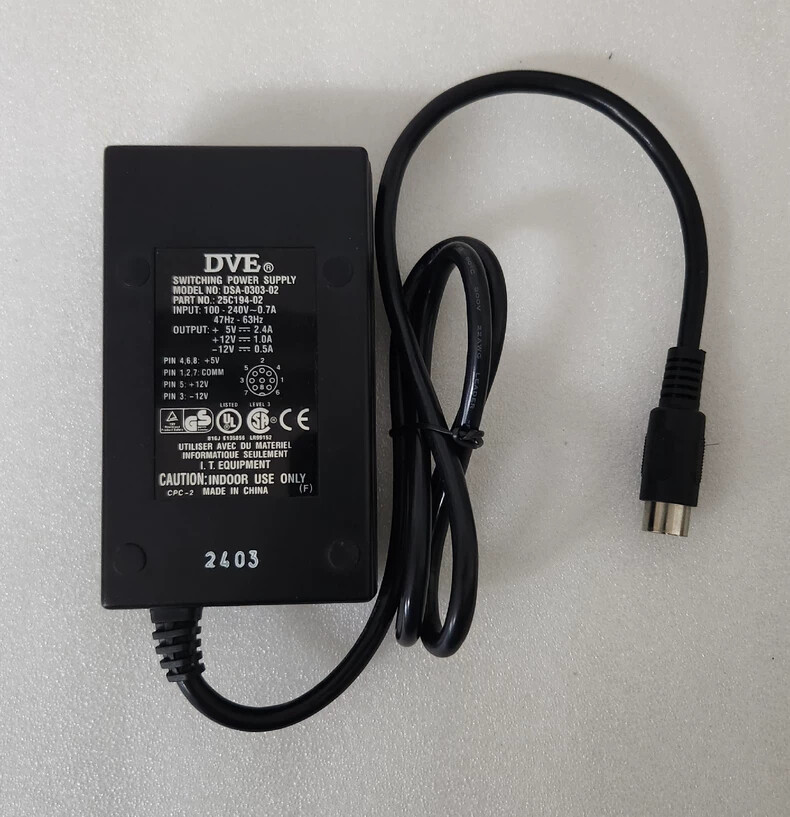 8-PIN DVE SWITCHING POWER SUPPLY Model#DSA-0303-02 P/N#25C194-02 Adapter