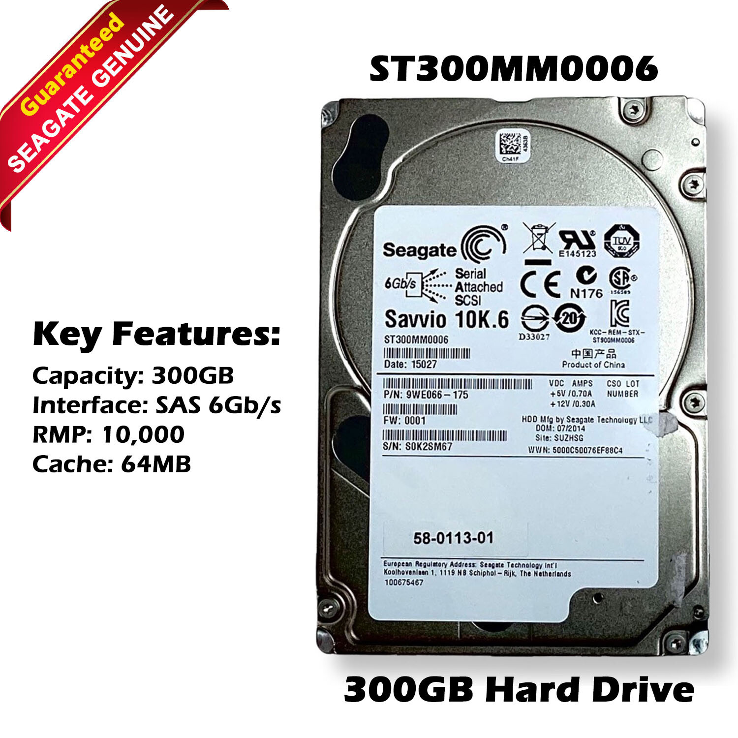 Seagate ST300MM0006 Savvio 10K.6 300GB Internal HDD 2.5-inch 10K SAS 6Gb/s