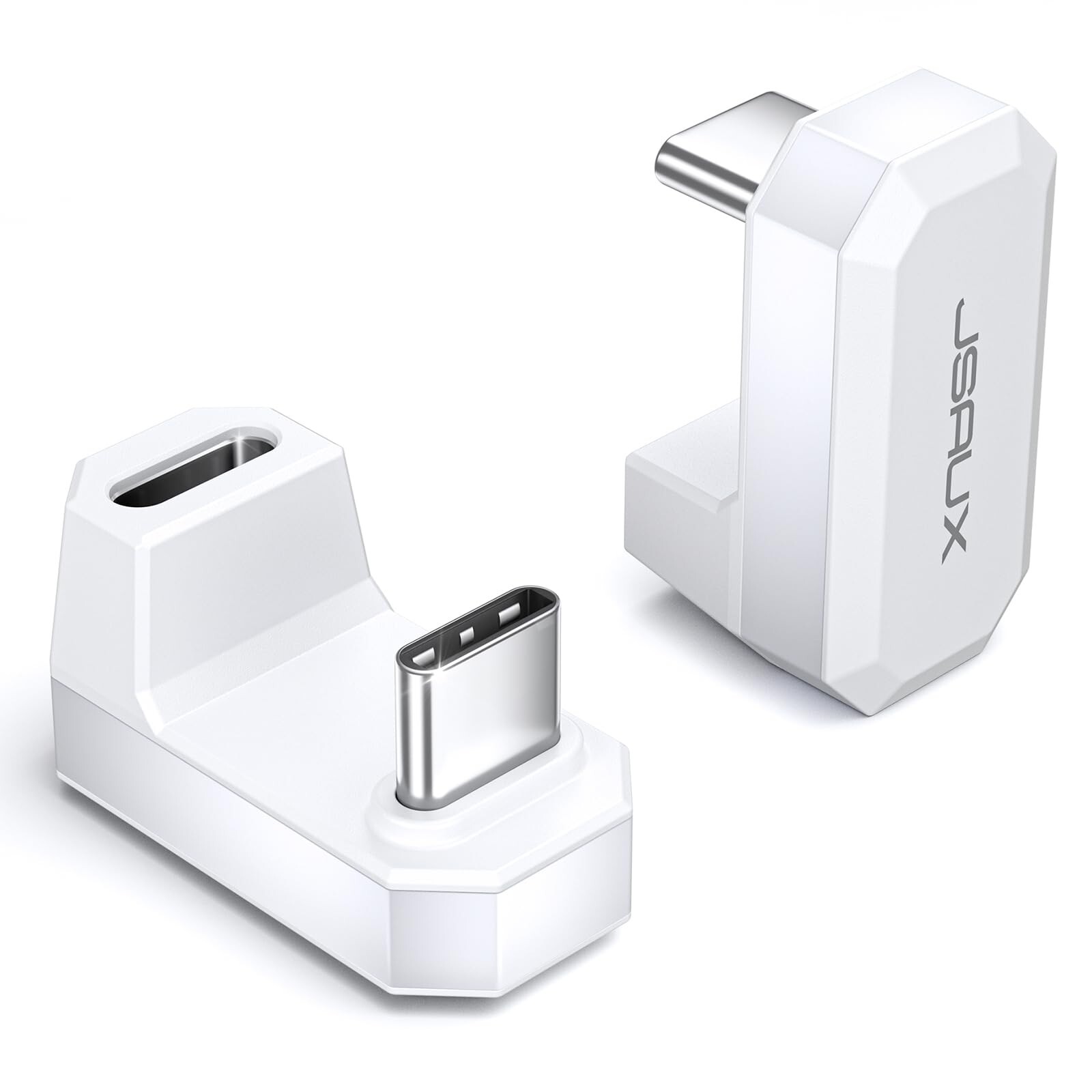 JSAUX 180° USB-C to USB-C Adapter 2 Pack, 180 Degree Angle USB-C Male to US