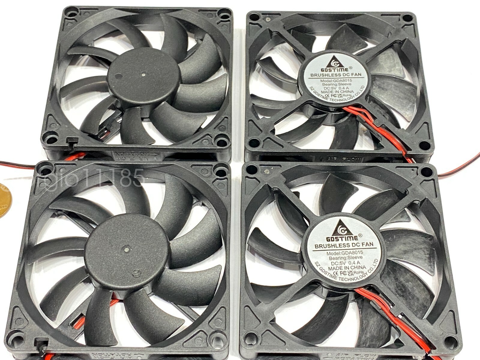 4 x Fan 5V 8015 2Pin 80x80x15mm Brushless Axial Cooler 8cm DC Cooling 80mm