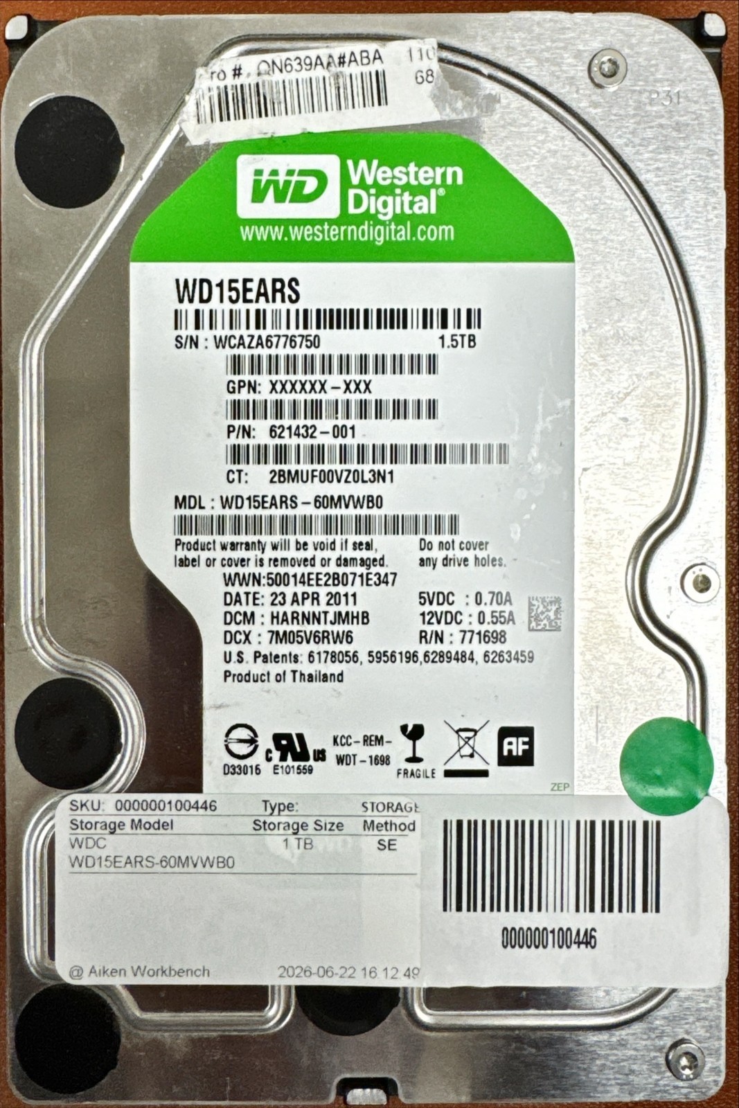 Western Digital WDC WD15EARS-60MVWB0 1.5TB SATA HDD Internal Desktop Drive