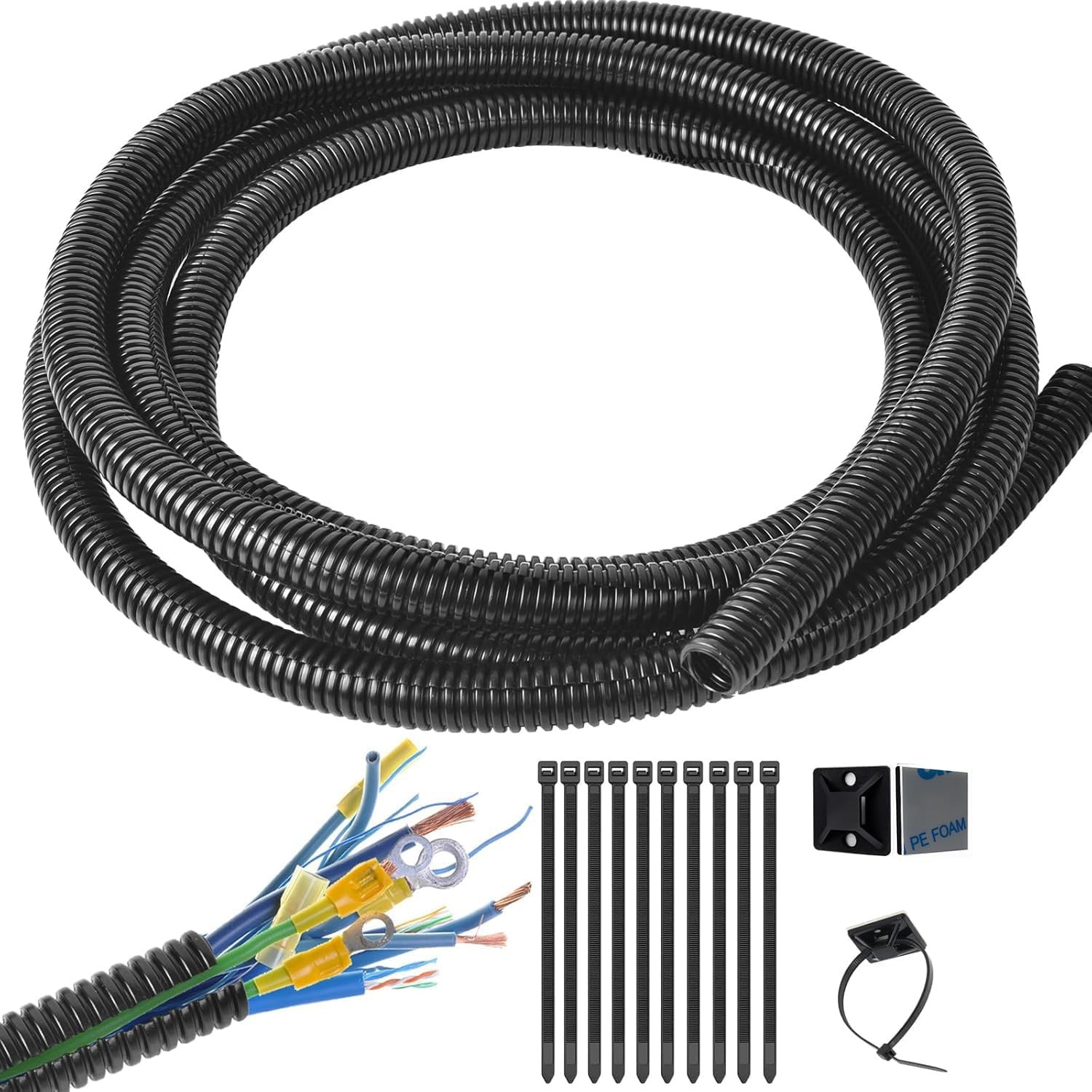 1/4 Inch Wire Loom Split Tubing - 15 ft Cord Protector Electric Wires Covers, Au