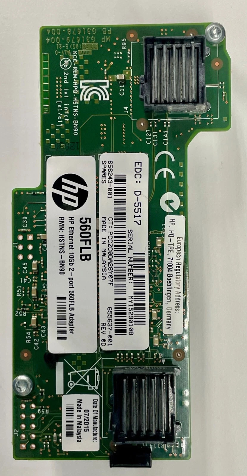 HP 560FLB 10 Gb 2p NIC 655639-B21 656243-001 655637-001 BL460c Gen9 Gen10 BL660c