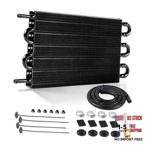 6 Pass Transmission Cooler - 5/16" Aluminum Tube & Fin Oil Cooler Kit - 6 Row