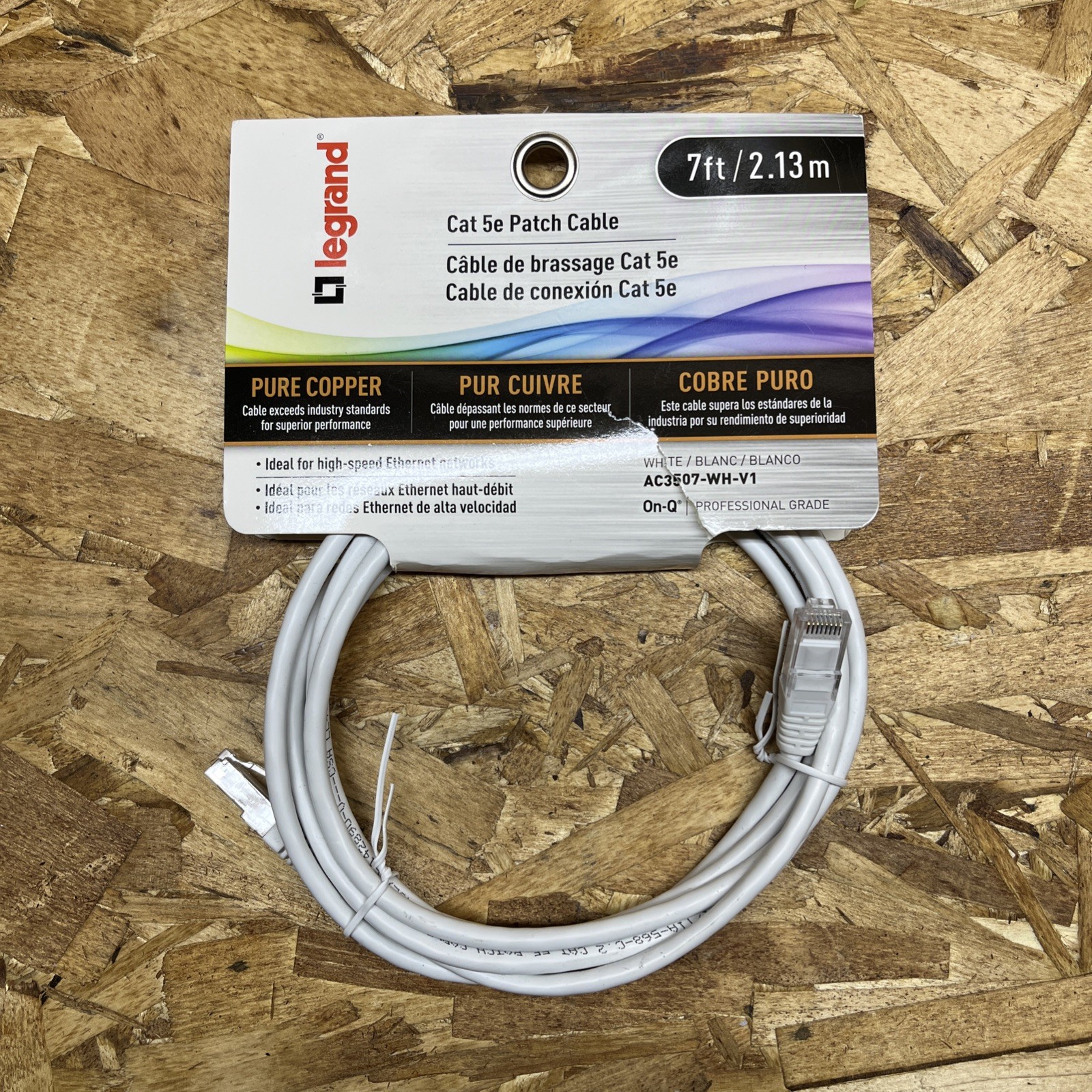 Legrand - On-Q CAT 5e Patch Cable 10Gbps Ethernet Speed, Computer Networking 7ft