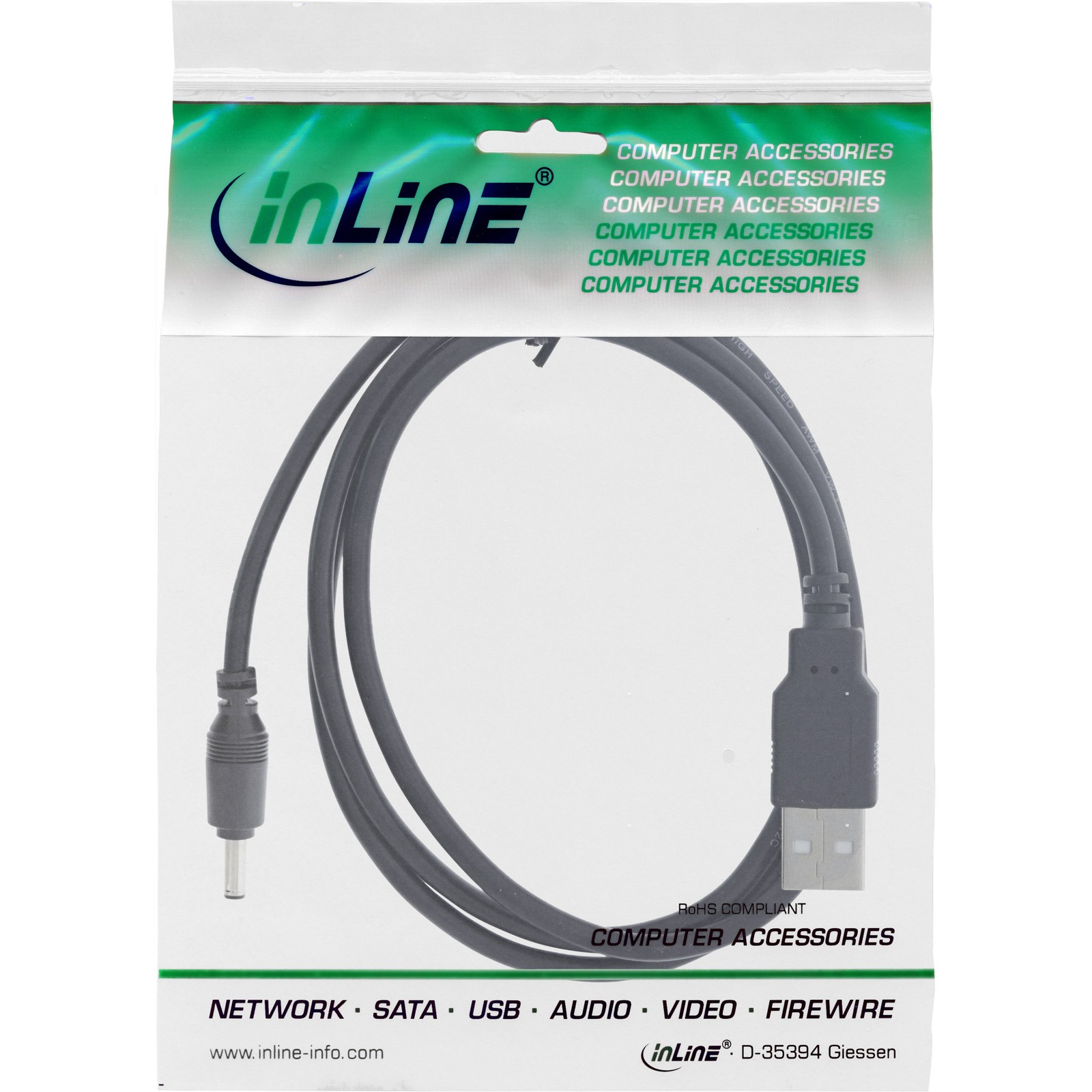 InLine USB-A to DC Power Adapter Cable 3.5x1.35mm 3m 26806C