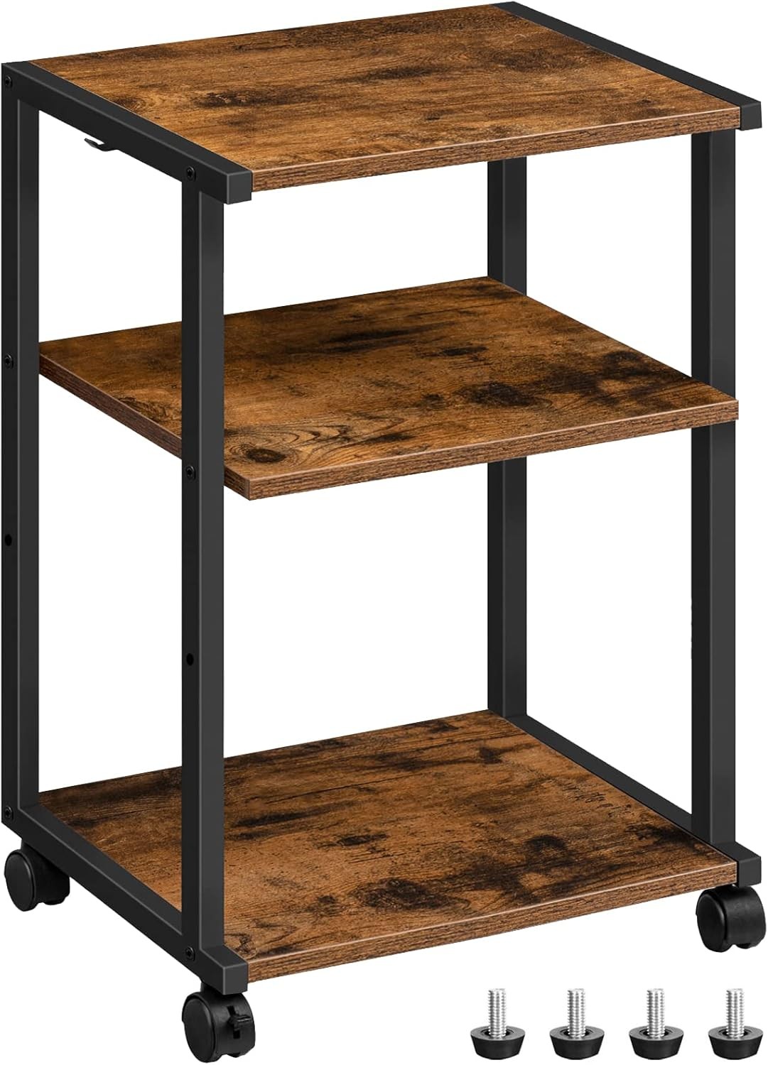 Printer Stand, 3-Tier Under Desk Rolling Cart with Storage Shelf, Heavy Duty ...