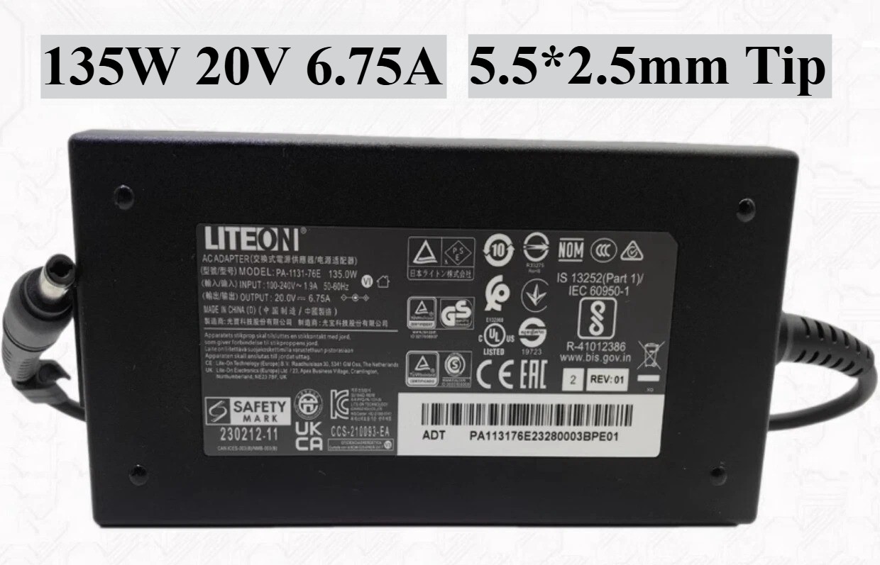 Original Liteon 20V 6.75A 135W Charger PA-1131-72 AC Adaper 5.5mm Power Supply