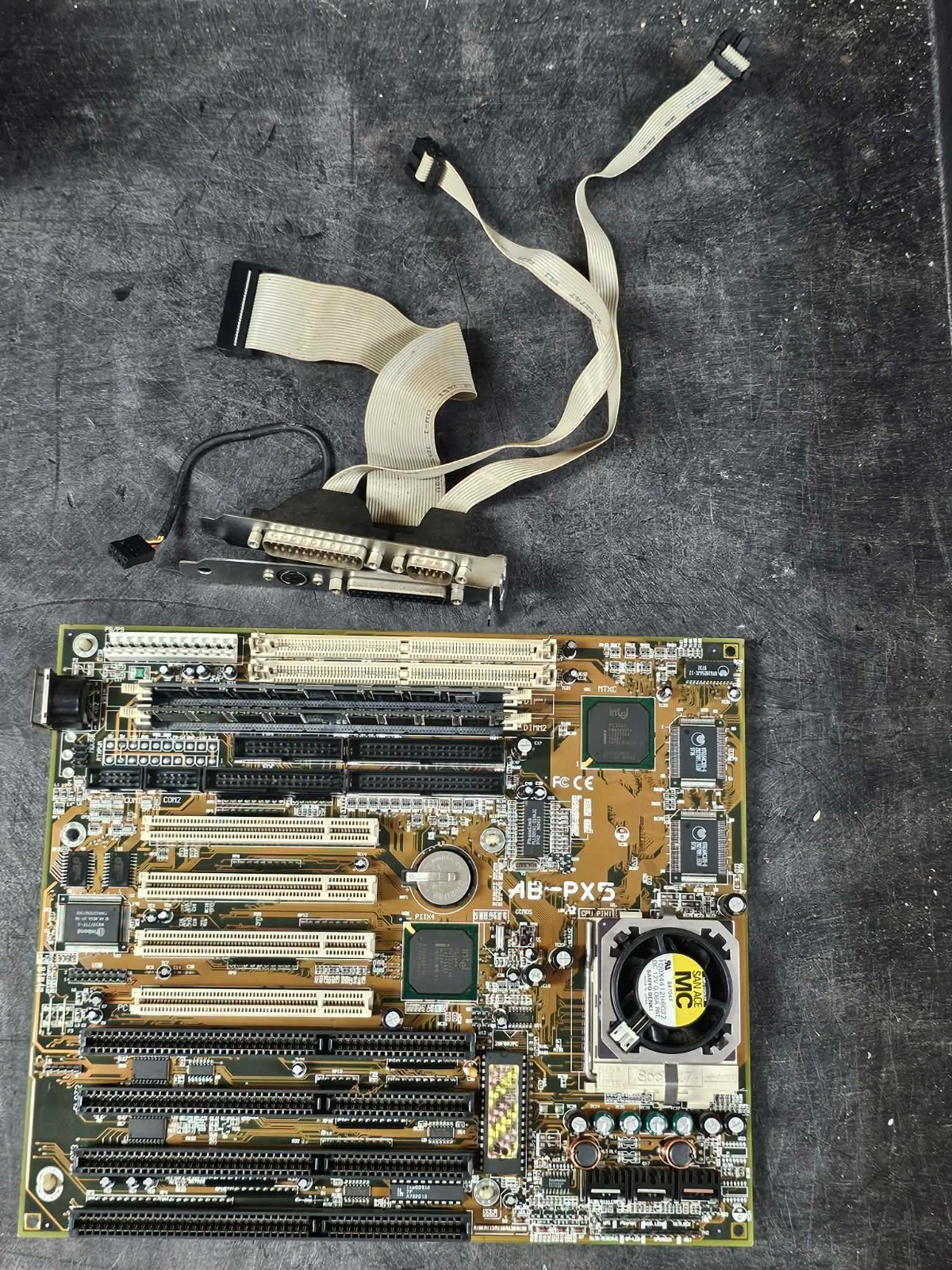 Abit AB-PX5 Socket7 Baby AT Motherboard Intel CPU SDRAM Retro Gaming Tested w/IO