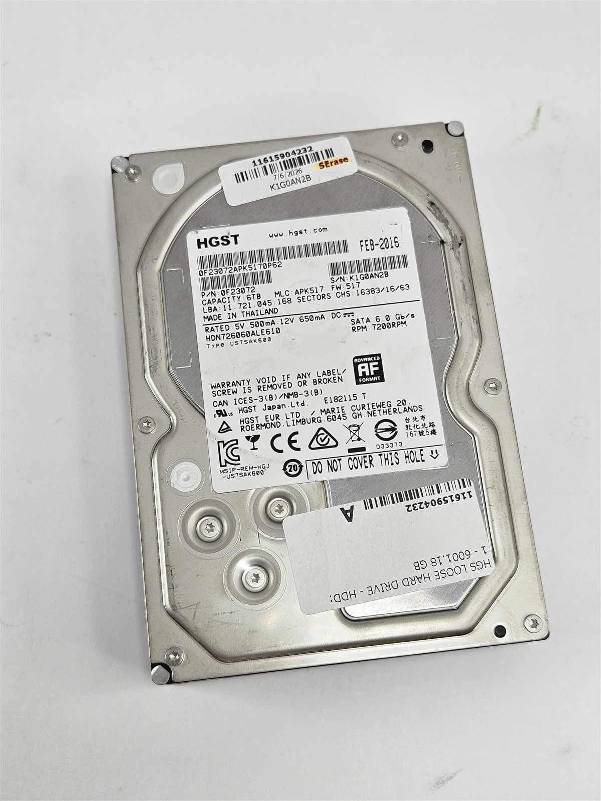 HGST Deskstar NAS 6TB SATA 7200RPM 3.5in Hard Drive Tested