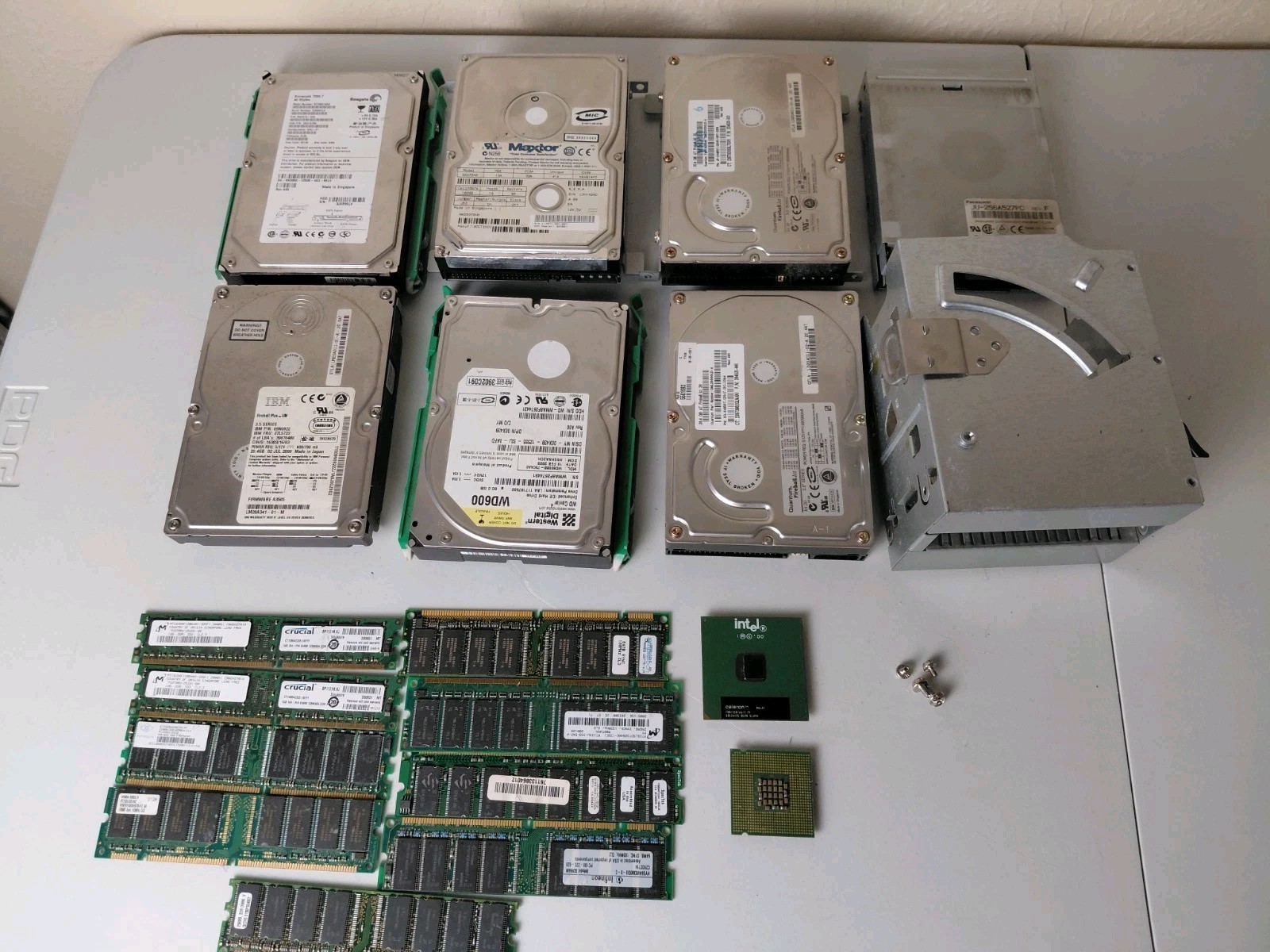 Lot of 7 Hard Drives & 9 Sticks of RAM Unknown Working Condition For Parts