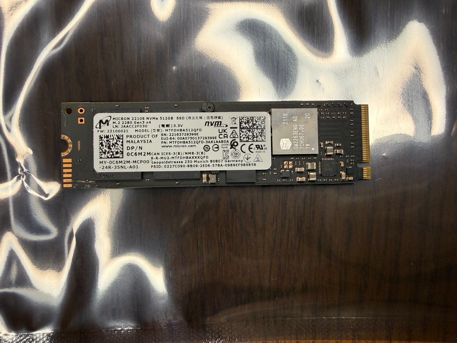 Micron 2210S 512GB M.2 NVMe SSD - 84% health
