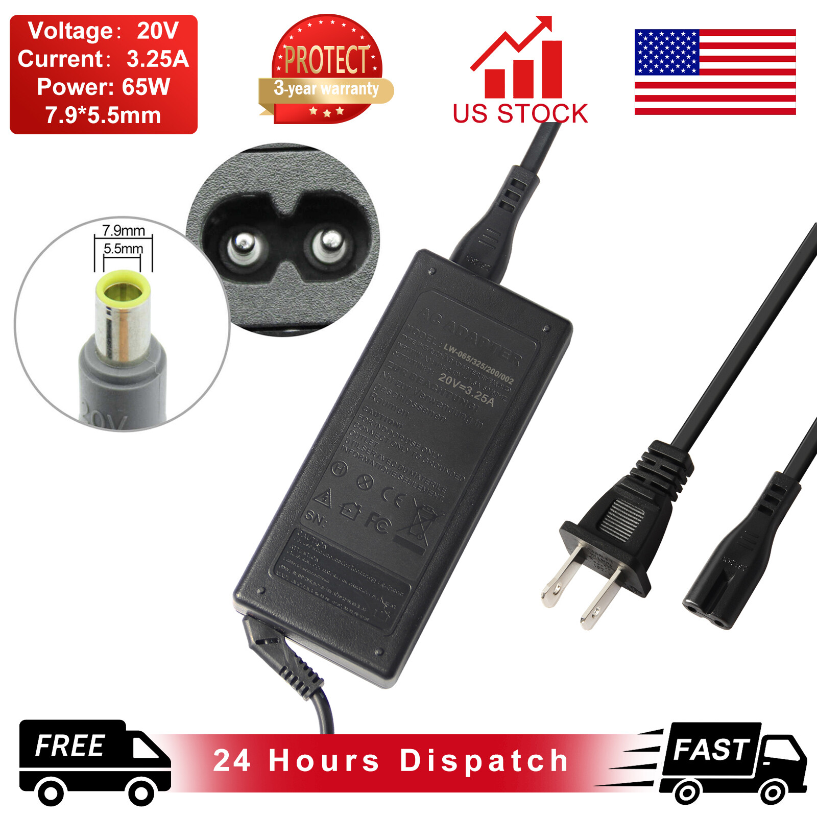 For Lenovo T400 T430 T410 T410s T420 65W Laptop AC Adapter Power Supply Charger 